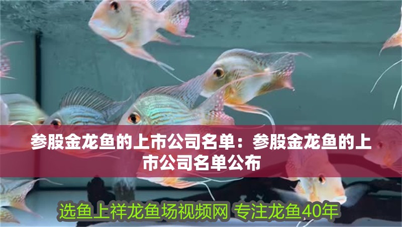 參股金龍魚的上市公司名單：參股金龍魚的上市公司名單公布