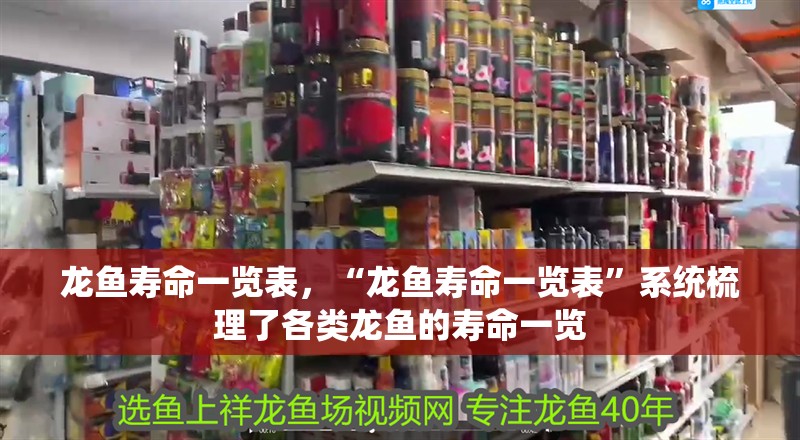 龍魚壽命一覽表，“龍魚壽命一覽表”系統梳理了各類龍魚的壽命一覽