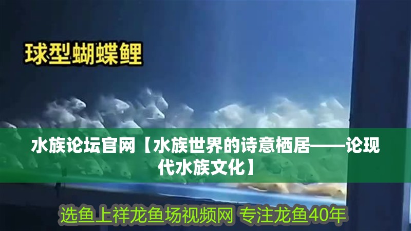 水族論壇官網【水族世界的詩意棲居——論現代水族文化】