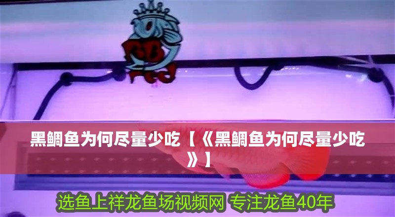黑鯛魚為何盡量少吃【《黑鯛魚為何盡量少吃》】