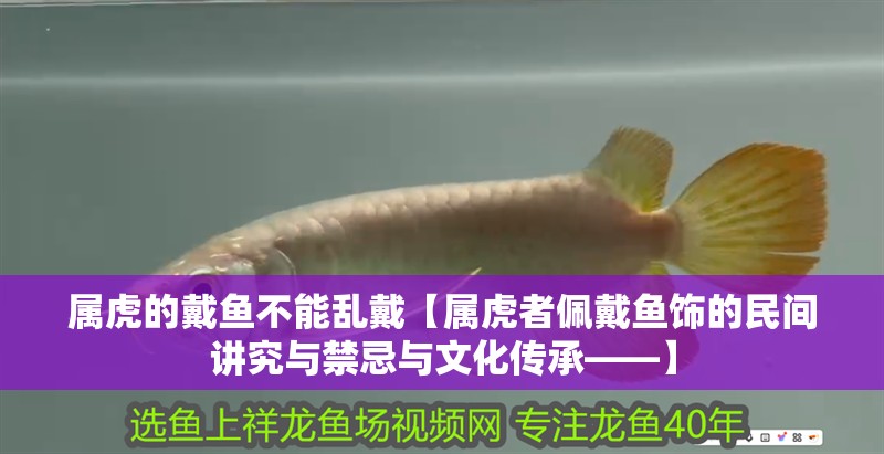 屬虎的戴魚不能亂戴【屬虎者佩戴魚飾的民間講究與禁忌與文化傳承——】