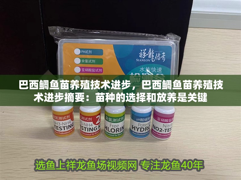 巴西鯛魚苗養殖技術進步，巴西鯛魚苗養殖技術進步摘要：苗種的選擇和放養是關鍵