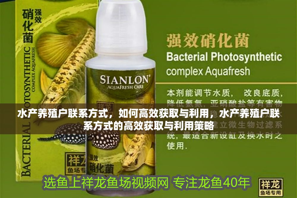 水產養殖戶聯系方式，如何高效獲取與利用，水產養殖戶聯系方式的高效獲取與利用策略