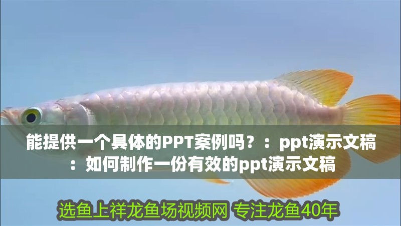 能提供一個具體的PPT案例嗎？：ppt演示文稿：如何制作一份有效的ppt演示文稿