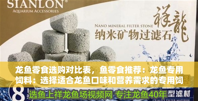 龍魚零食選購對比表，魚零食推薦：龍魚專用飼料：選擇適合龍魚口味和營養需求的專用飼料