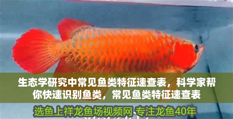 生態學研究中常見魚類特征速查表，科學家幫你快速識別魚類，常見魚類特征速查表