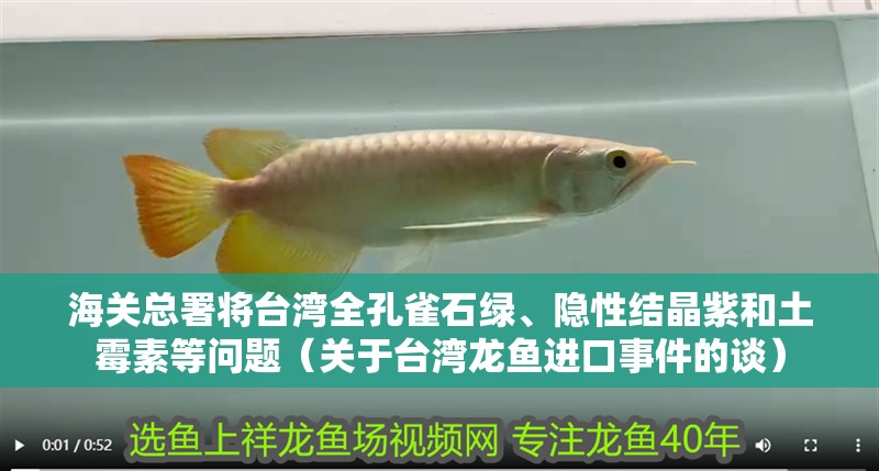 海關總署將臺灣全孔雀石綠、隱性結晶紫和土霉素等問題（關于臺灣龍魚進口事件的談）