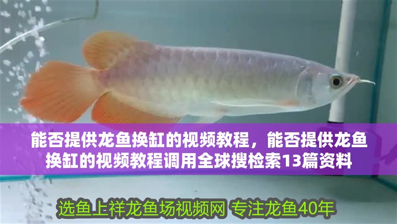 能否提供龍魚換缸的視頻教程，能否提供龍魚換缸的視頻教程調用全球搜檢索13篇資料
