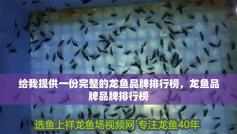 給我提供一份完整的龍魚品牌排行榜，龍魚品牌品牌排行榜