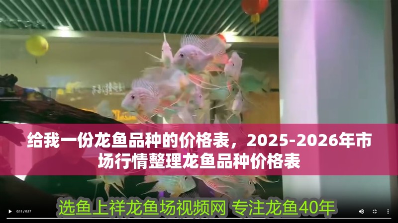 給我一份龍魚品種的價格表，2025-2026年市場行情整理龍魚品種價格表