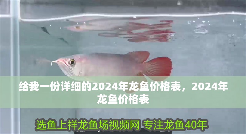 給我一份詳細的2024年龍魚價格表，2024年龍魚價格表