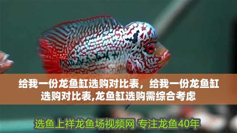 給我一份龍魚缸選購對比表，給我一份龍魚缸選購對比表,龍魚缸選購需綜合考慮
