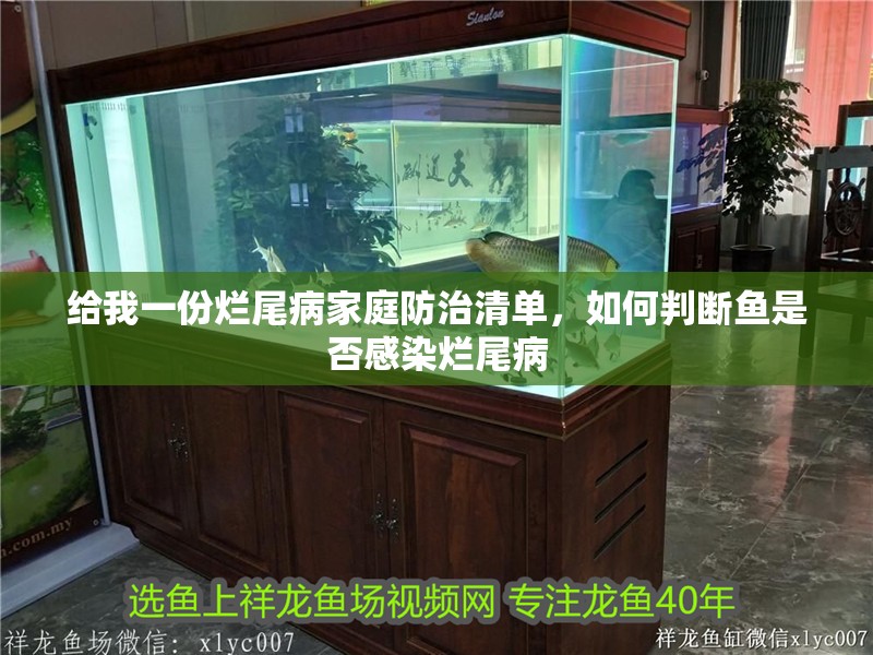 給我一份爛尾病家庭防治清單，如何判斷魚是否感染爛尾病