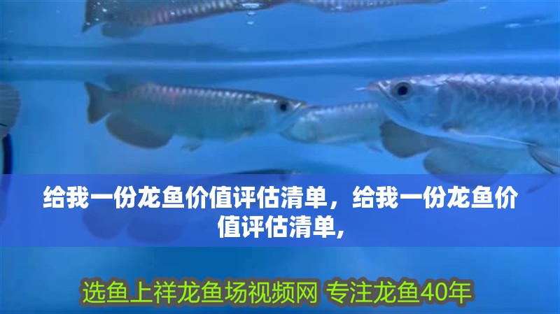 給我一份龍魚價值評估清單，給我一份龍魚價值評估清單,