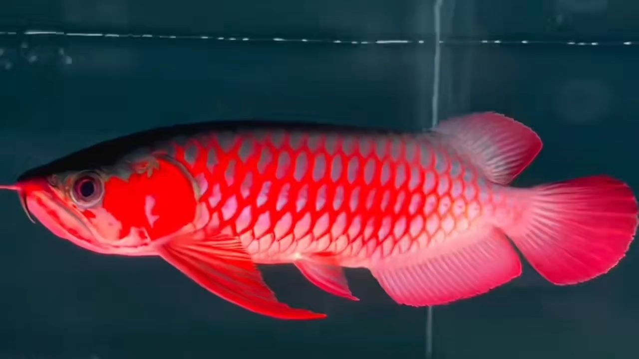 超血紅龍魚36分胸鰭過腹，飄逸七鰭，鏡面油潤底.：超血紅龍魚36分胸鰭過腹，飄逸七鰭