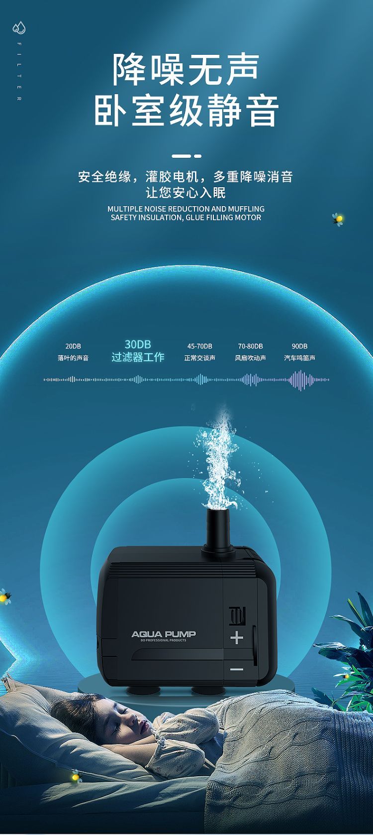 yee內置魚缸過濾器三合一潛水泵靜音增氧魚缸水泵水族箱過濾設備