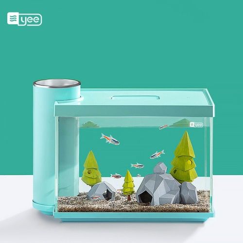 意牌YEE350側濾超白玻璃小魚缸客廳迷你創意魚缸小型桌面家用水族箱