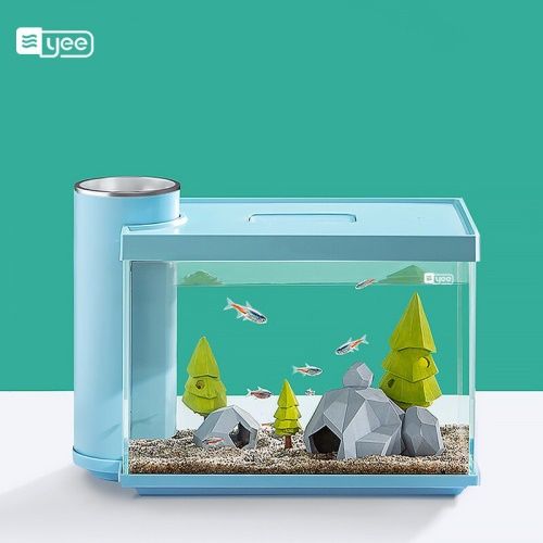 意牌YEE350側濾超白玻璃小魚缸客廳迷你創意魚缸小型桌面家用水族箱