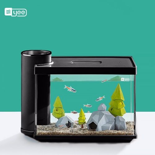 意牌YEE350側濾超白玻璃小魚缸客廳迷你創意魚缸小型桌面家用水族箱