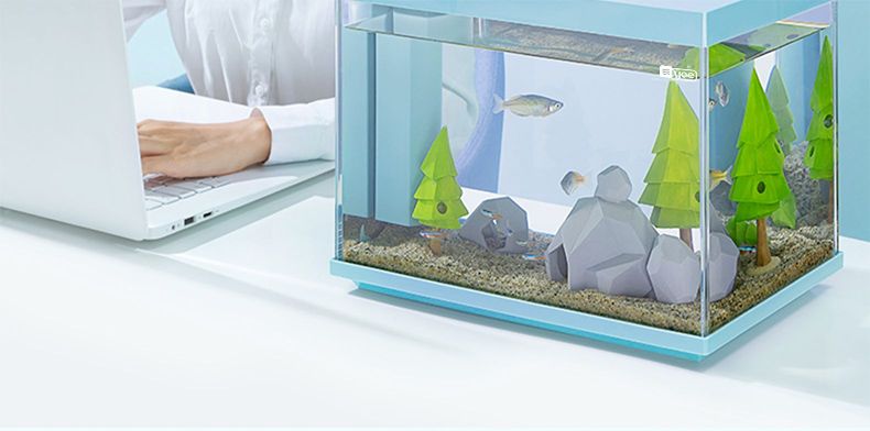 意牌YEE350側濾超白玻璃小魚缸客廳迷你創意魚缸小型桌面家用水族箱