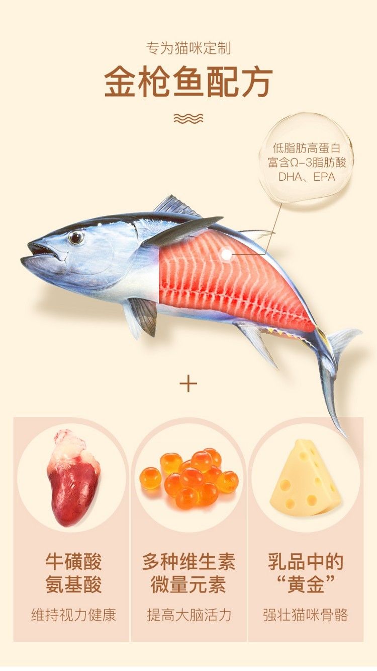 yee貓罐頭增肥營(yíng)養(yǎng)幼貓零食罐補(bǔ)鈣零食混合金槍魚雞心芝士80G6罐
