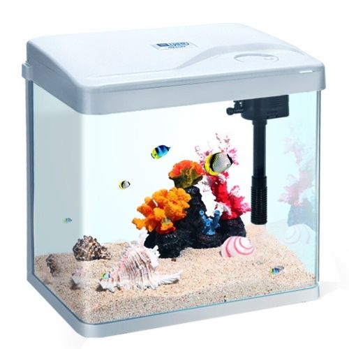 yee魚缸小魚缸客廳生態(tài)缸免換水金魚缸水族箱小型辦公室桌面迷你懶人魚缸（三合一水泵+紅藍白LED燈）240珍珠白高清熱彎標準版
