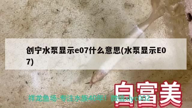 創寧水泵顯示e07什么意思(水泵顯示E07)