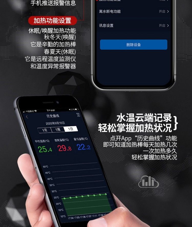 光特億T1+石英魚缸加熱棒自動恒溫防爆草缸海水缸變頻省電加熱器