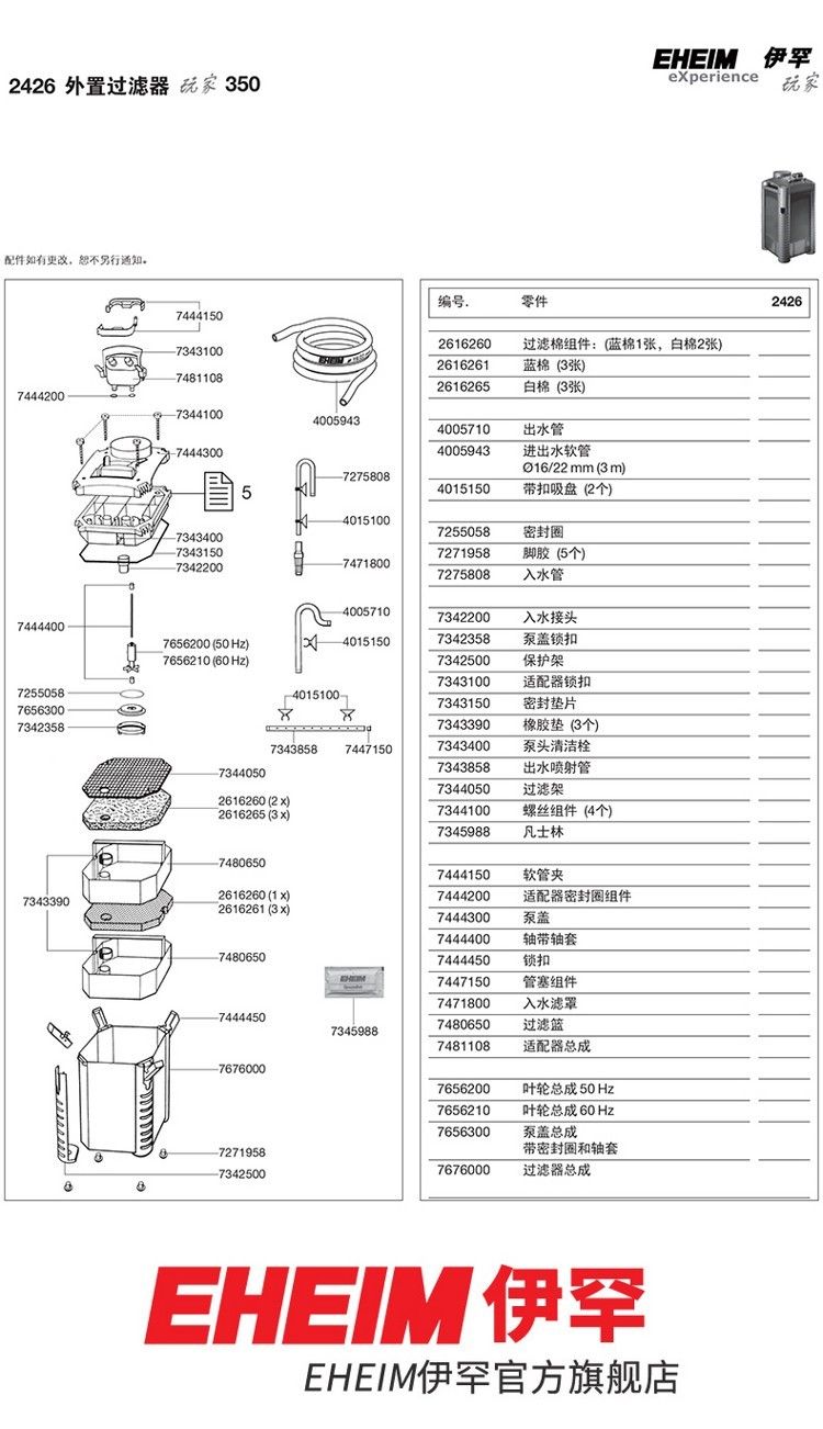 德國伊罕EHEIM玩家1代系列配件（2222:242226:282422:242426）