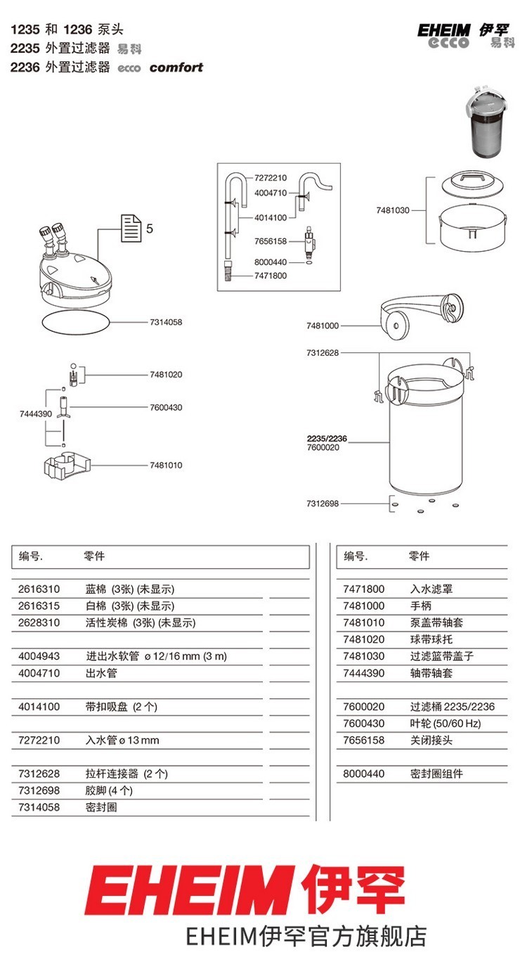 德國伊罕EHEIM易科玩家系列配件（20322034203622312232）