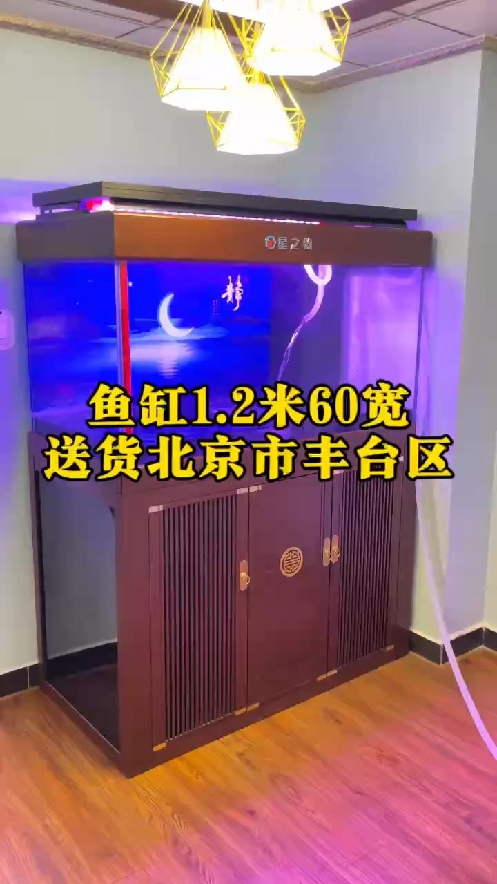 魚缸1.2米60寬新中式風(fēng)格魚缸，超白魚