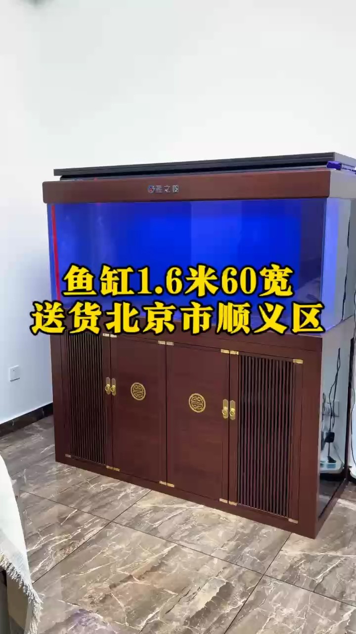 魚缸1.6米60寬新中式風格魚缸，超白魚