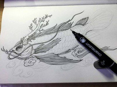 龍魚手繪，陳世中龍魚畫欣賞,彩色鉛筆龍魚繪制技巧詳解 龍魚手繪，陳世中龍魚畫欣賞,彩色鉛筆龍魚繪制技巧詳解 龍魚百科 第3張