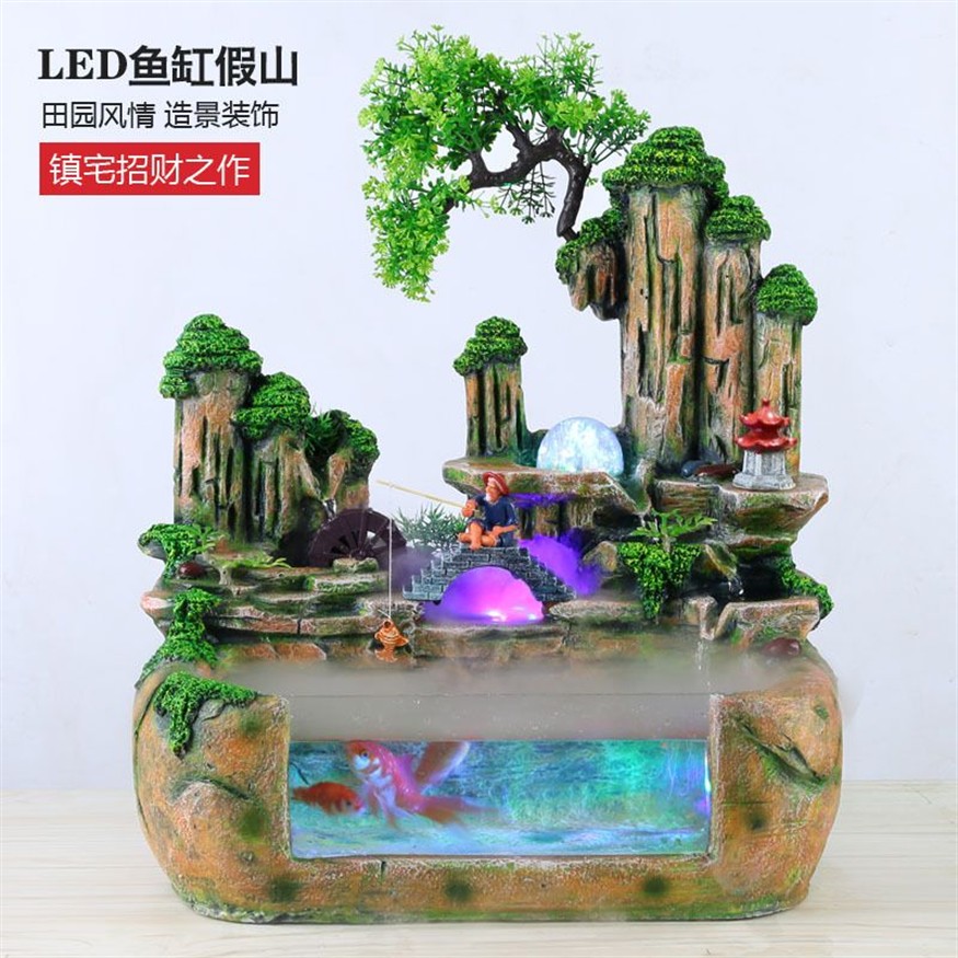 帶假山的玻璃魚缸：帶假山的玻璃魚缸是一種流行的室內裝飾品