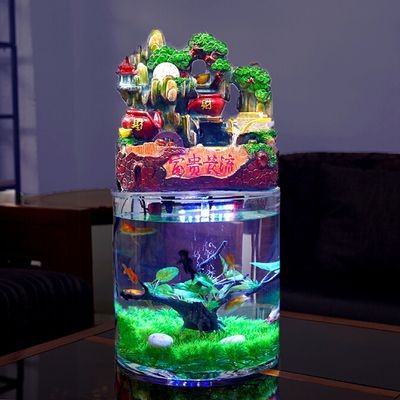 大型圓柱形魚缸怎么造景：圓柱形魚缸造景技巧