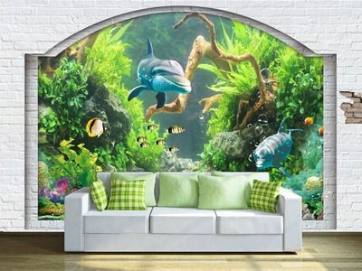 大型魚缸背景圖案：大型魚缸背景圖案的信息是一個不容忽視的環節增強魚缸整體美感