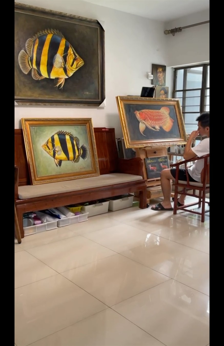 紅龍魚和泰國虎魚原創(chuàng)手繪