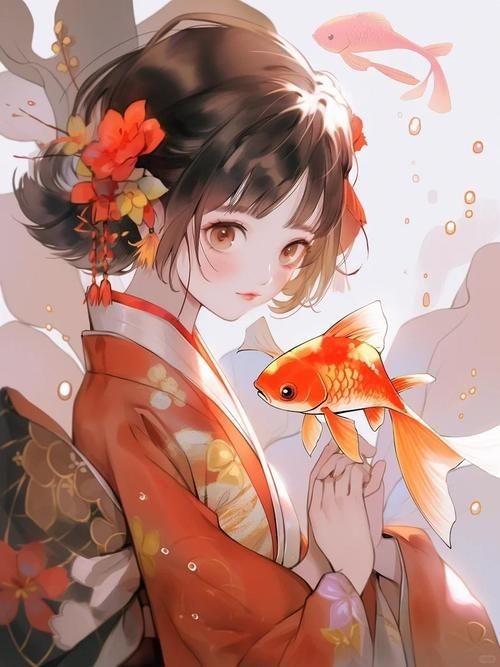 古風(fēng)錦鯉女孩圖片