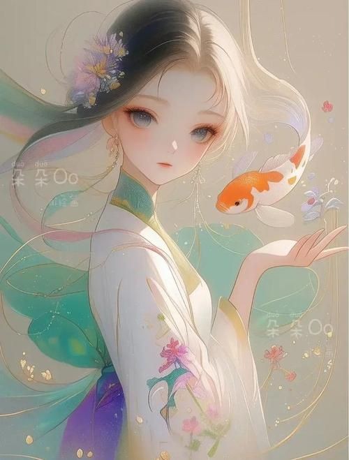 古風錦鯉女孩圖片