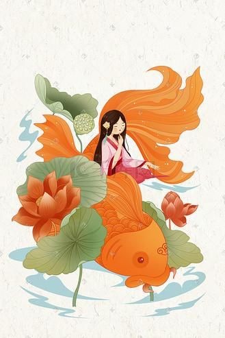 古風錦鯉女孩圖片
