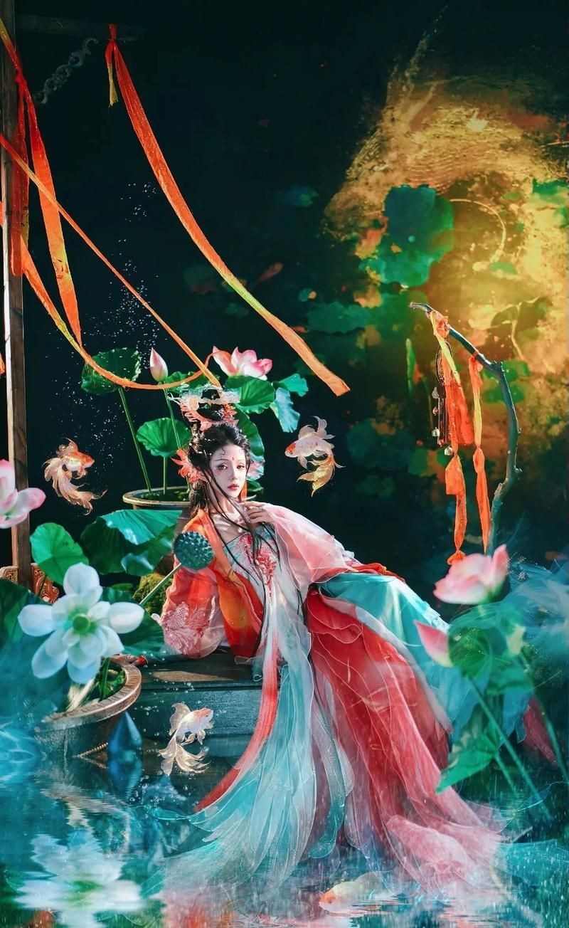 古風錦鯉女孩圖片