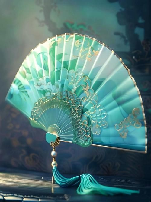古風(fēng)玉扇圖片，唯美古風(fēng)玉扇高清圖片，執(zhí)扇展雅韻，墨染千年風(fēng)