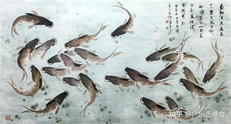 國畫魚寫意，墨趣橫生，國畫寫