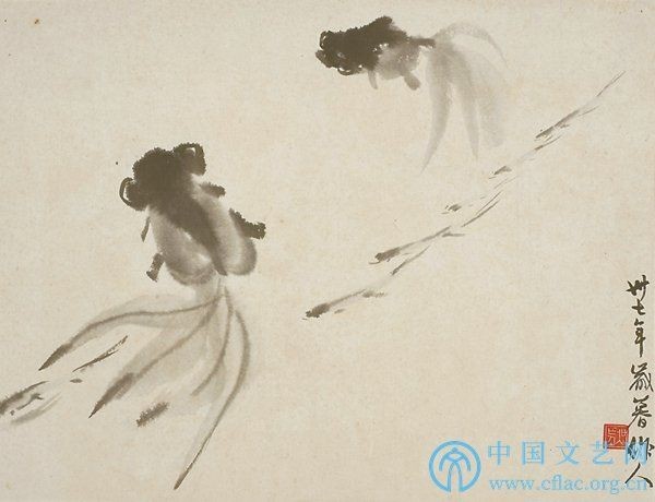 國畫魚寫意，墨趣橫生，國畫寫