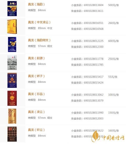 廣西真龍香煙所有圖片：廣西真龍香煙全系列價格指南