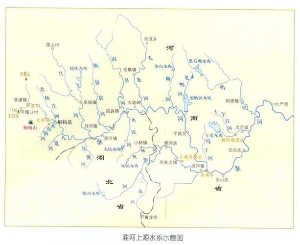 河南省水系圖：全國唯一一個橫跨長江、黃河、淮河、海河四大流域的省