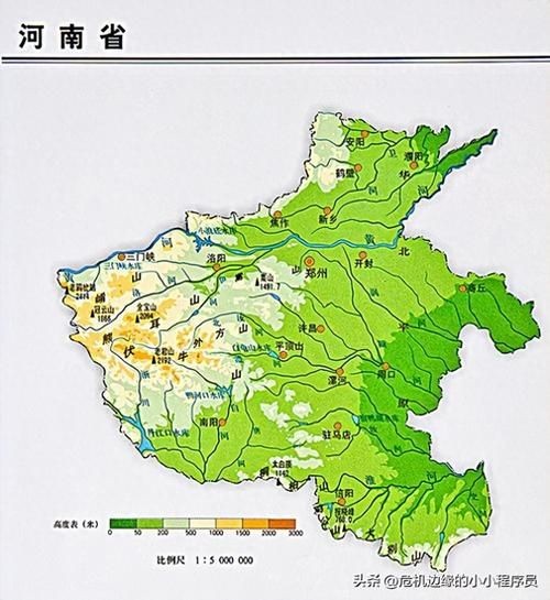 河南省水系圖：全國唯一一個橫跨長江、黃河、淮河、海河四大流域的省
