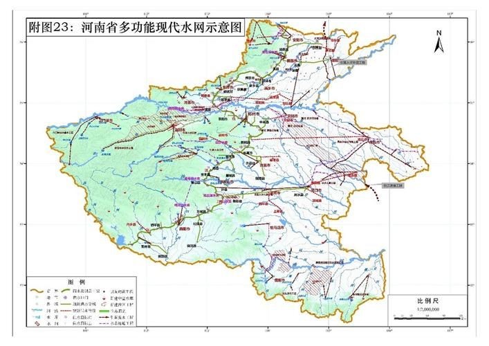 河南省水系圖：全國唯一一個橫跨長江、黃河、淮河、海河四大流域的省