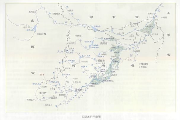 河南省水系圖：全國唯一一個橫跨長江、黃河、淮河、海河四大流域的省