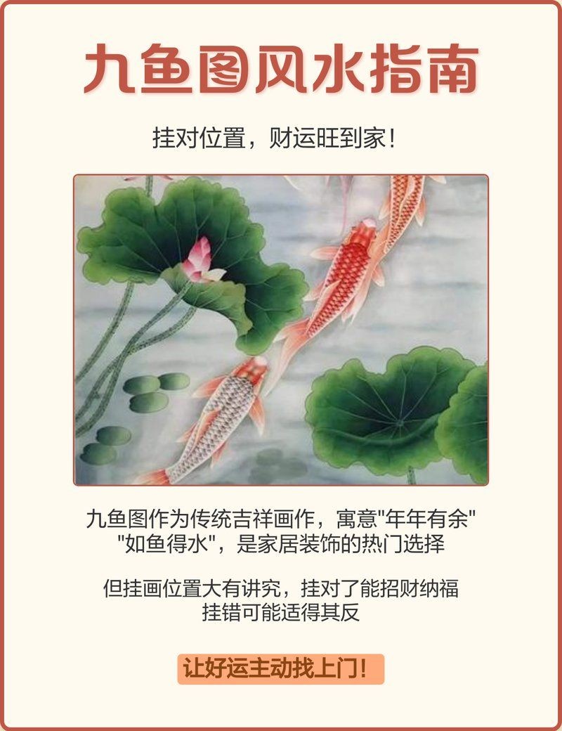 九魚聚財圖掛哪個方位：九魚圖掛在家里那個位置風水好